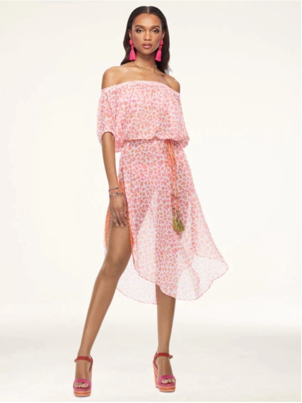 Ramy Brook Women's Zuri Printed Dress Swim Cover-Up Electric Orange